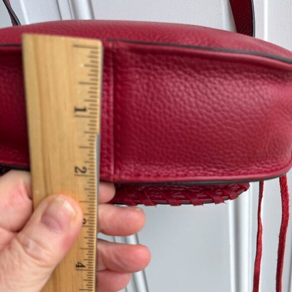 Rebecca Minkoff Crossbody Saddle Bag Pebble Leather Whip Stitch Detail Burgundy - Picture 12 of 16